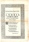 Nel sontuoso Convito, e Leggiadro Festino. Dell’Illustriss. et Ecceentiss. [sic] Sig. Andrea Cornaro Capitanio, e Vice Podestà di Brescia. A Dame, e Cavaglieri