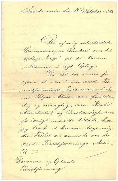 Brev datert Christiania 18. oktober 1893. Til…