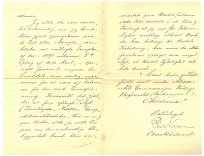 Brev datert Christiania 18. oktober 1893. Til “Drammen og Oplands Turistforening”. (photo 2)