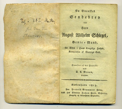 En svenskes sendebrev til herr August Wilhelm…