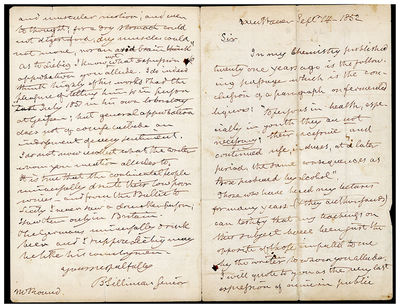 Autograph letter signed to N. O. Round
