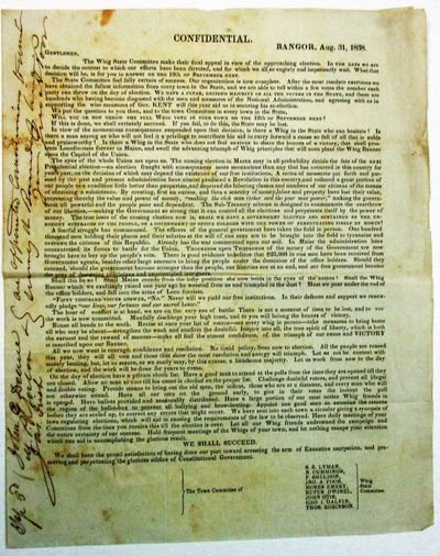 CONFIDENTIAL. BANGOR, AUG. 31, 1838. GENTLEMEN,..