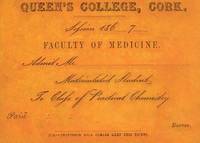 Original Matriculation Card for the Faculty of Medicine - Class of Practical Medicine.