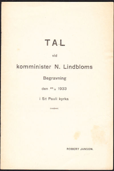 Tal vid komminister N. Lindbloms begravning den…