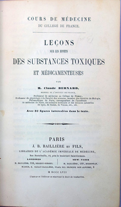 Lecons sur les effets des substances toxiques et medicamenteuses