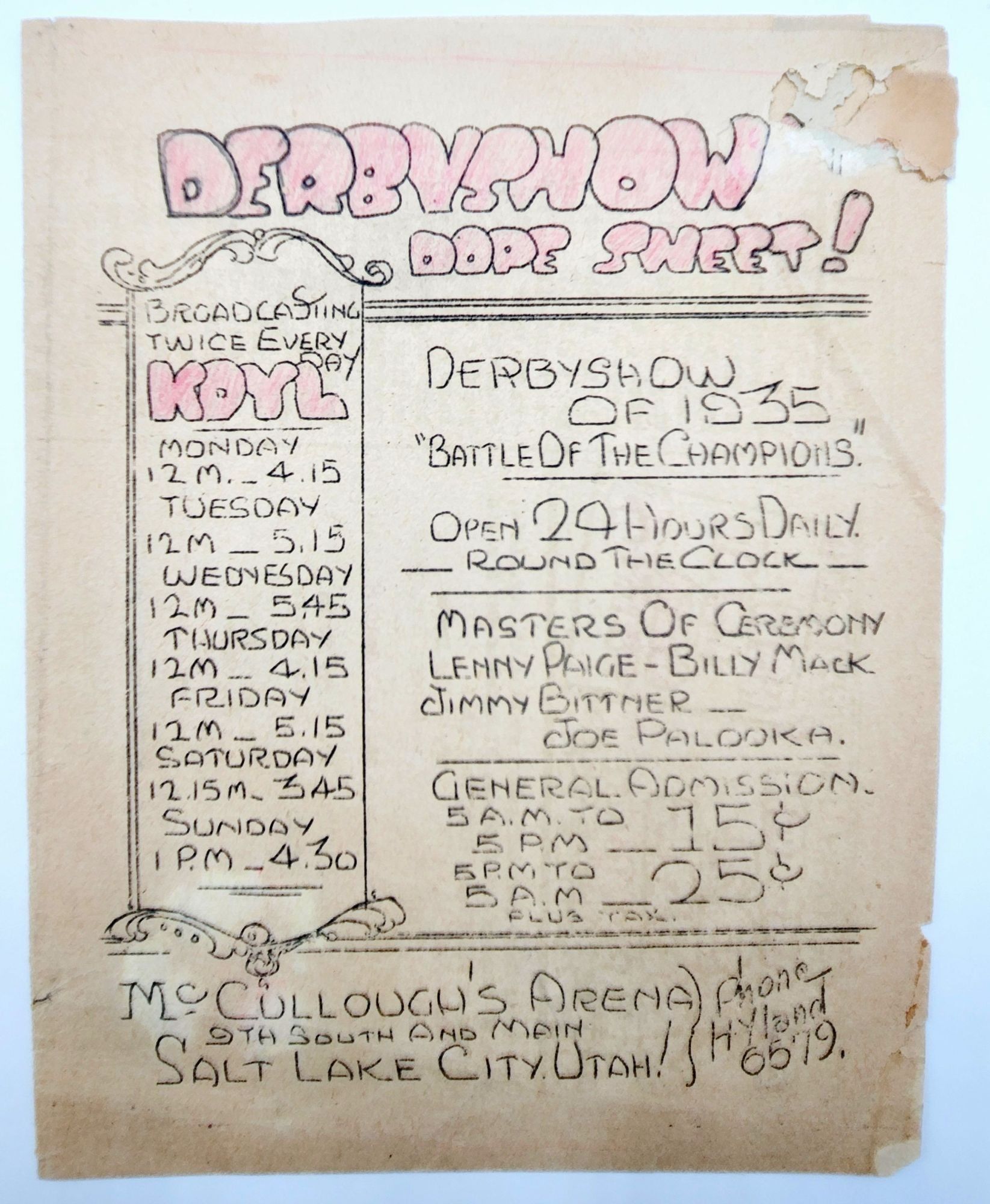 The Great Salt Lake Derbyshow Dope Sheet Dance Com