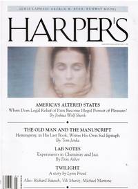cover of HARPER'S MAY 1999. PRESCRIPTION DRUGS: PAIN TO PLEASURE. HEMINGWAY'S OWN EPITAPH