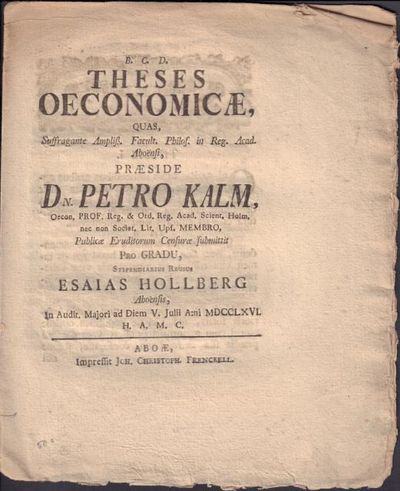Theses oeconomicae, quas, suffragante ampliss.…