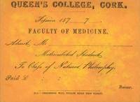 Original Matriculation Card for the Faculty of Medicine - Class of Natural Philosophy.