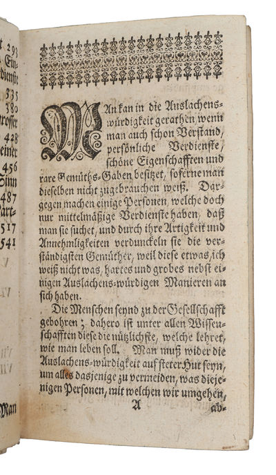 Betrachtungen über die Auslachens-Würdigkeit. 2 parts (+) (unidentified work, lacking title-page). (photo 3)