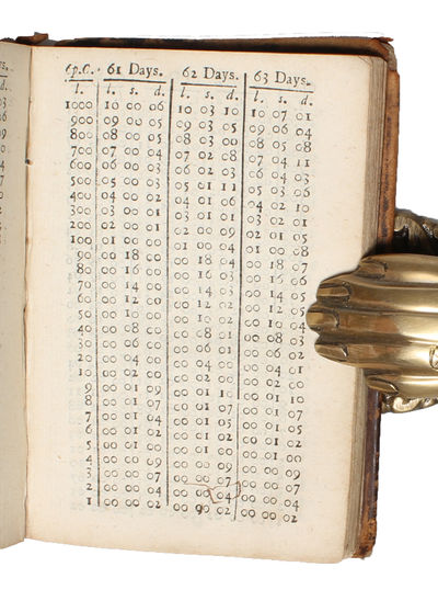 An interest-book at 4, 5, 6, 7, 8 per C. from 1000 l. to 1 l. for 1 day to 92 days, and for 3, 6, 9, 12 months. Exactly examined by John Castaing. - [INITIATING THE LONDON STOCK EXCHANGE] (photo 6)