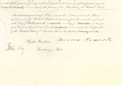 President Theodore Roosevelt Appoints Victor H. Metcalf Secretary of Commerce and Labor