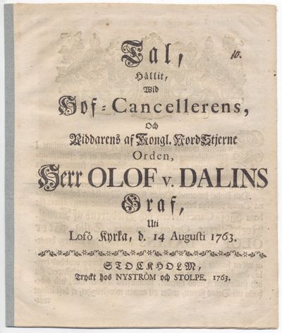 Tal, hållit, wid hof-cancellerens, och riddarens…