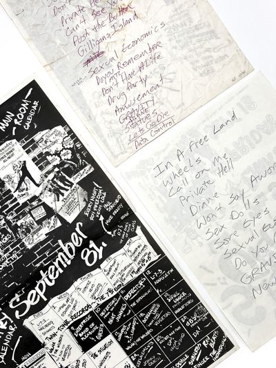Collection of Five Early Holograph Hüsker Dü Set-Lists and Flyers