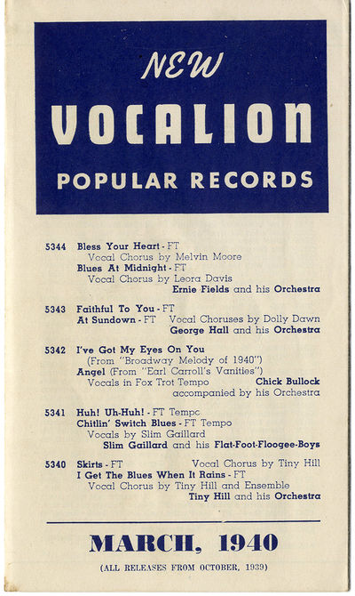 NEW VOCALION POPULAR RECORDS (Mar 1940) Pamphlet