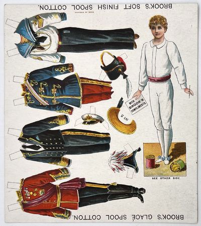 Uncut Advertising Paper Dolls Sheet - Young Boy with 4 Military Costumes