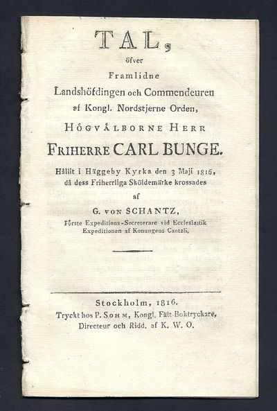 Tal, öfver framlidne landshöfdingen ... Carl…