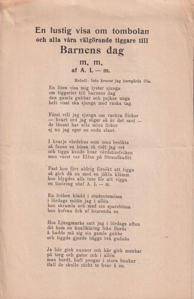 En lustig visa om tombolan och alla våra…