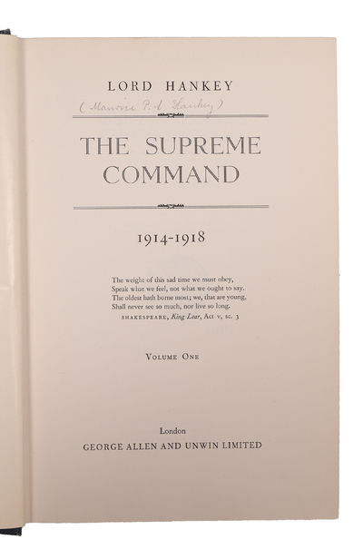 The Supreme Command 1914-1918; The Supreme Control at the Paris Peace Conference 1919 . 2 vols. + supplement. (photo 2)