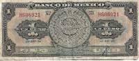 Mexico  1 Peso Banknote (1948) - GOOD to VG CONDITION by Banco de Mexico - 22 December 1948