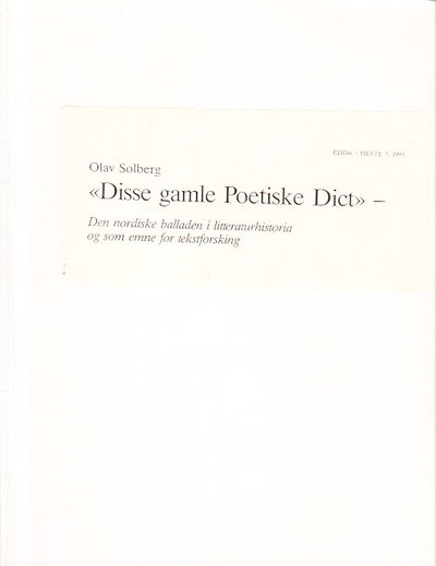 ‹‹Disse gamle Poetiske dict›› - Den nordiske…