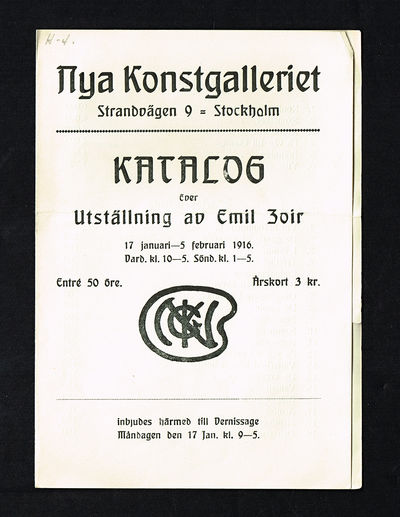 Katalog över utställning av Emil Zoir 17…