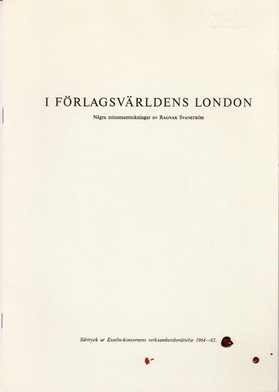 I förlagsvärldens London. Några…