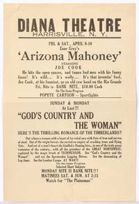[Broadside]: Diana Theatre, Harrisville, N.Y... Zane Grey's Arizona Mahoney, Starring Joe Cook