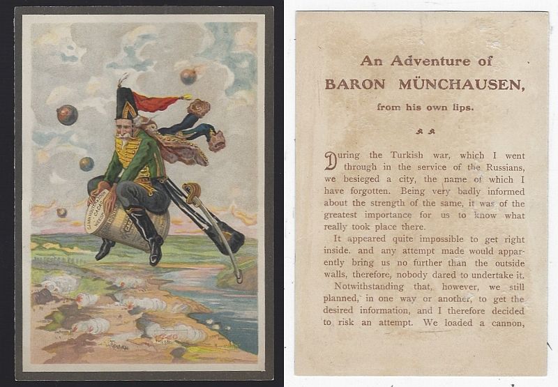 VICTORIAN TRADE CARD FOR CACAO VAN HOUTEN WITH BARON MUNCHAUSEN