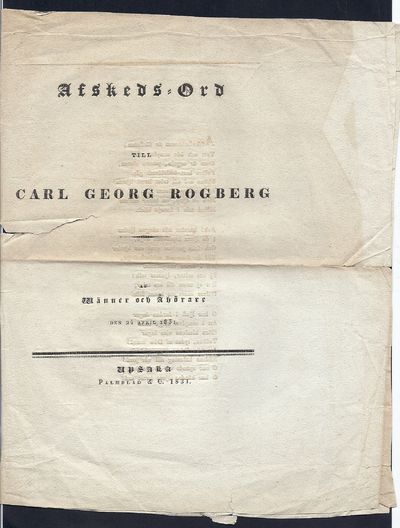 Afskeds-ord till Carl Georg Rogberg. Af wänner…