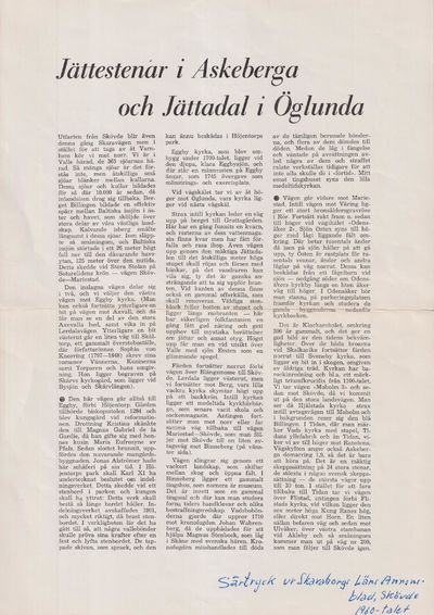 Jättestenar i Askeberga och Jättadal i Öglunda [=…