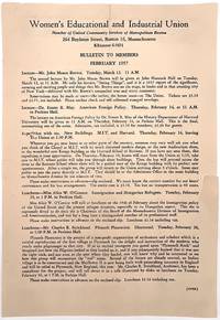 Women's Educational and Industrial Union Bulletin for February 1957