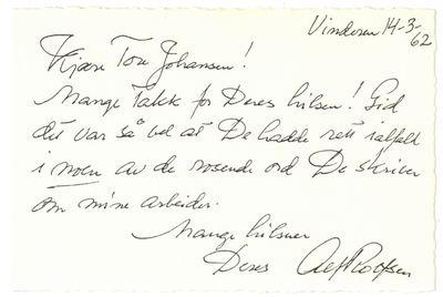 Postkort datert 14. mars 1962.