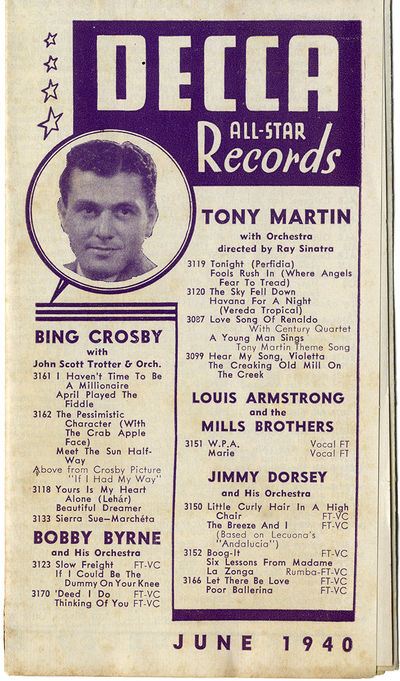 DECCA ALL-STAR RECORDS (Jun 1940) Pamphlet