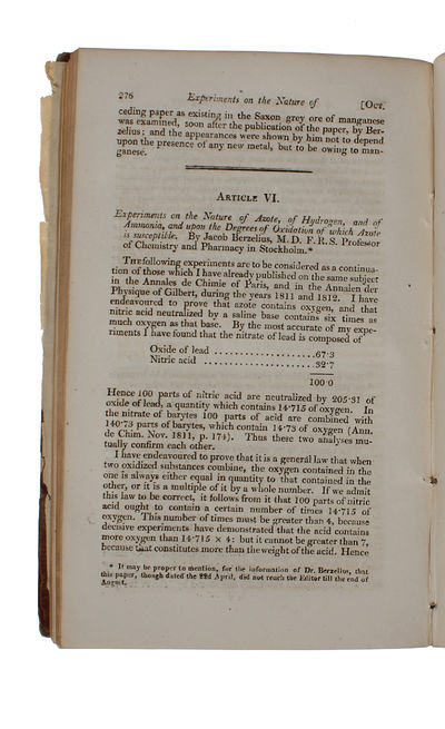 Experiments on the Nature of Azote, of Hydrogen, and of Ammonia, and upon the Degrees of Oxidation of which Azote is susceptible. (+) Essay on the Cause of Chemical Proportions, and on some Circumstances relating to them: together with a short and eas... (photo 4)
