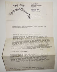 image of Terry Riley Poppy NoGood's Phantom Band Program Announcement Flyer