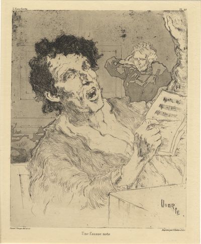 Une fausse note." Original etching and aquatint engraving