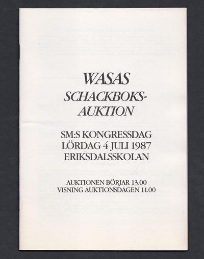 Wasas schackboksauktion. SM:s kongressdag lördag…
