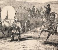 An Army Train Crossing the Plains; [Haper's Weekly, April 24, 1858, Volume II - No. 69, p. 264]