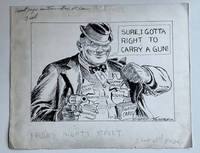 Sure, I Got a Right to Carry A Gun Political Cartoon ink drawing