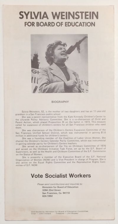 Sylvia Weinstein for Board of Education / Vote Socialist Workers [election brochure unfolding into a poster]
