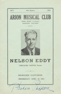 Signed program for a recital with noted American baritone (1901-1967), featuring works of Donizetti, Beethoven, Brahms, Liszt, Gilbert and Sullivan, and others, at the Arion Musical Club, Milwaukee, April 18, 1951