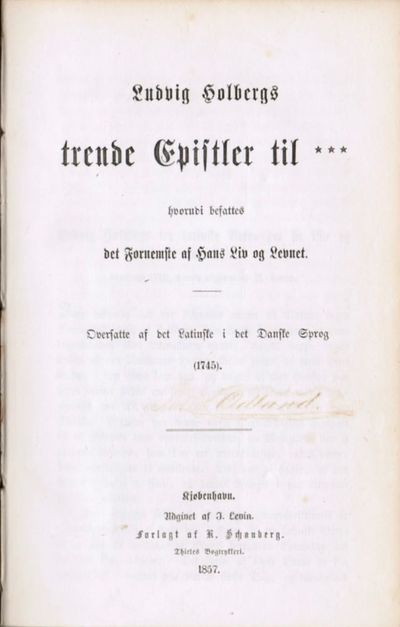 Ludvig Holbergs trende Epistler til *** hvorudi…
