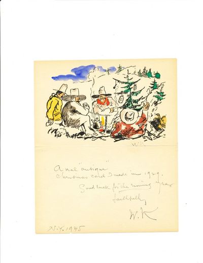 KUHN, WALT. "A real 'antique' Christmas card," Signed