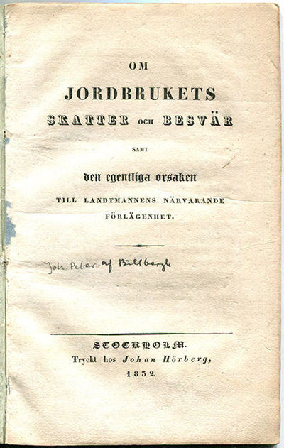 Om jordbrukets skatter och besvär samt den…