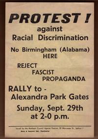 UK Anti Fascist Flyer "Protest! against Racial Discrimination: No Birmingham (Alabama) Here