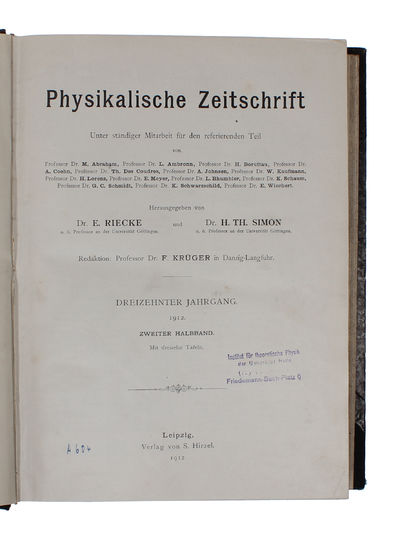 Uber Beobachtungen der durchdringenden Strahlung bei sieben Freiballonfahrten. - [THE DISCOVERY OF COSMIC RAYS] (photo 6)