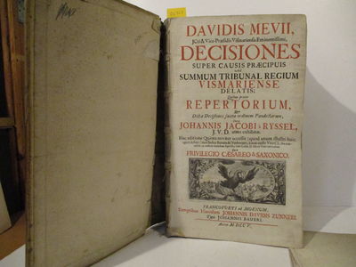 Davidis Mevii ... Decisiones super causis præcipuis ad summum tribunal regium Vismariense Delatis; Quibus præter Repertorium, quo Dictæ Decisiones juxta ordinem Pandectarum, cura Johannis Jacobi a Ryssel. (photo 2)