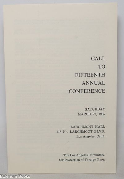 Call to Fifteenth Annual Conference: Saturday March 27, 1965