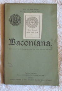 image of Baconiana - volume 9, new series, January 1901 to October 1901, four issues in wrappers